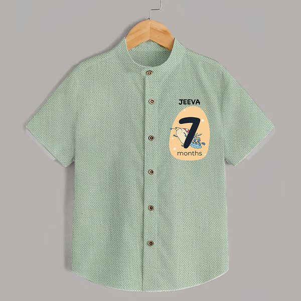 Baby Shirt Birthday Outfit - 7th Month | Personalized Shirt | Cozy Cotton Fabric - MINT GREEN - 0 - 6 Months Old (Chest 23")
