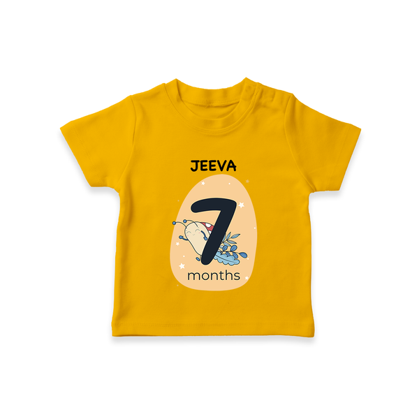 Baby T-Shirt Birthday Outfit - 7th Month | Personalized T-Shirt | Cozy Cotton Fabric - CHROME YELLOW - 0-5 Months Old (Chest 17")