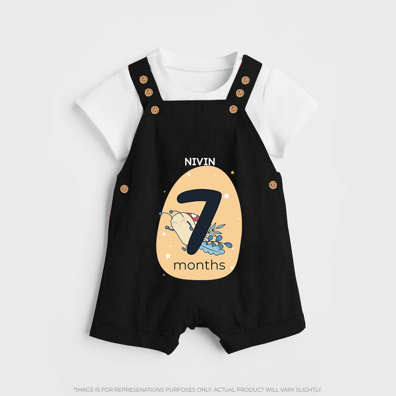 Commemorate This Special Moment With Our Bespoke Baby Dungaree Set, Perfect For 7-Month Celebration - BLACK - 0 - 5 Months Old (Chest 18")