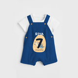 Commemorate your little one's 7th  month with a customized Dungaree Set - COBALT BLUE - 0 - 5 Months Old (Chest 17")