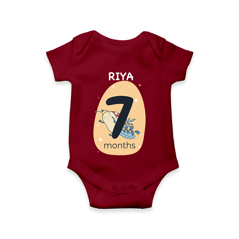 Commemorate your little one's 7th month with a customized romper - MAROON - 0 - 3 Months Old (Chest 16")