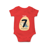 Commemorate This Special Moment With Our Bespoke Baby Romper, Perfect For 7-Month Celebration - RED - 0 - 3 Months Old (Chest 16")