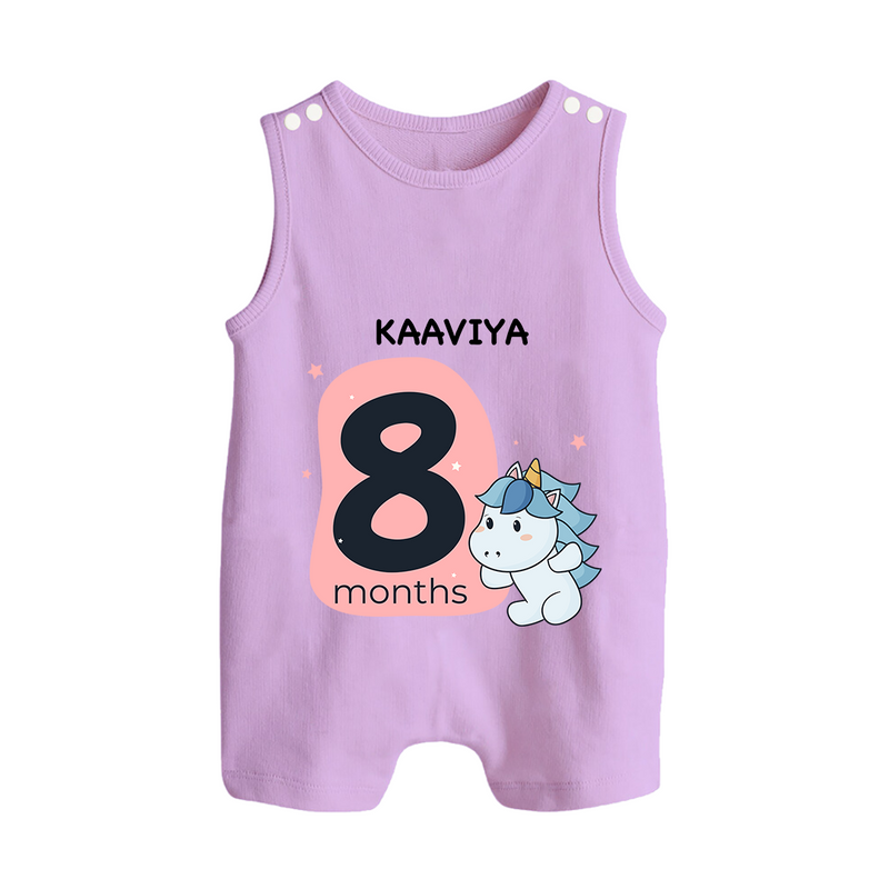 Baby Romper Suit/ Sleeveless Romper Birthday Outfit - 8th Month | Personalized Romper Suit/ Sleeveless Romper | Cozy Cotton Fabric - LILAC - 0 - 5 Months Old (Chest 18")