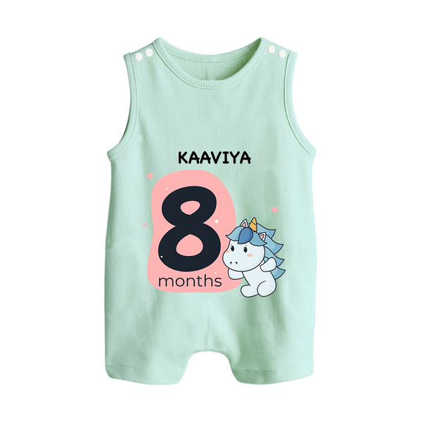 Baby Romper Suit/ Sleeveless Romper Birthday Outfit - 8th Month | Personalized Romper Suit/ Sleeveless Romper | Cozy Cotton Fabric - MINT GREEN - 0 - 5 Months Old (Chest 18")