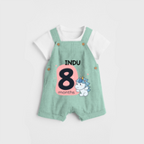 Commemorate your little one's 8th month with a customized Dungaree Set - LIGHT GREEN - 0 - 5 Months Old (Chest 17")