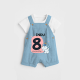 Commemorate your little one's 8th month with a customized Dungaree Set - SKY BLUE - 0 - 5 Months Old (Chest 17")