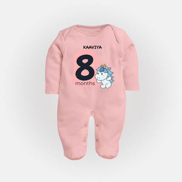 Commemorate This Special Moment With Our Bespoke Baby Sleep Suit, Perfect For 8-Month Celebration - BABY PINK - New Born (Chest 7.5")