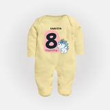 Commemorate This Special Moment With Our Bespoke Baby Sleep Suit, Perfect For 8-Month Celebration - PASTEL YELLOW - New Born (Chest 7.5")