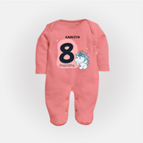 Commemorate This Special Moment With Our Bespoke Baby Sleep Suit, Perfect For 8-Month Celebration - PEACH - New Born (Chest 7.5")