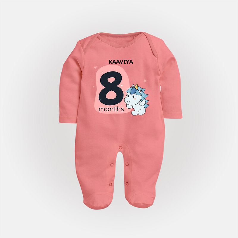 Commemorate This Special Moment With Our Bespoke Baby Sleep Suit, Perfect For 8-Month Celebration - PEACH - New Born (Chest 7.5")