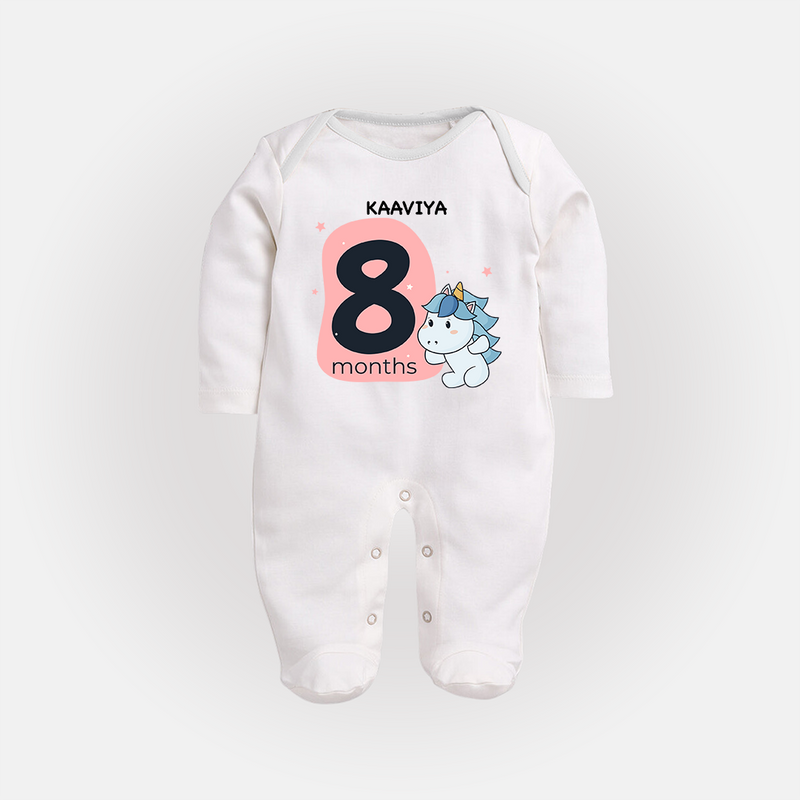 Commemorate This Special Moment With Our Bespoke Baby Sleep Suit, Perfect For 8-Month Celebration - WHITE - New Born (Chest 7.5")