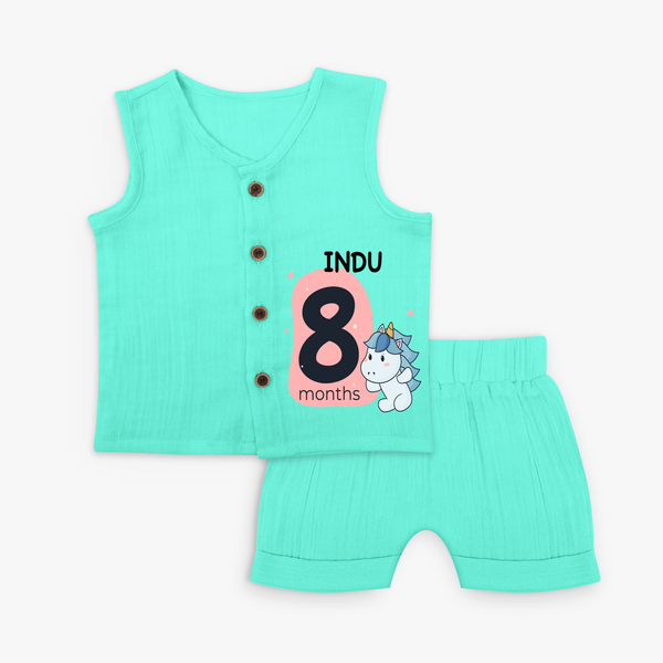 Commemorate your little one's 8th month with a customized Jabla Set - AQUA GREEN - 0 - 3 Months Old (Chest 9.8")