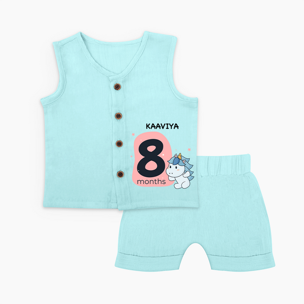 Baby Jabla Set Birthday Outfit - 8th Month | Personalized Jabla Set | Cozy Cotton Fabric - BABY BLUE - 0 - 3 Months Old (Chest 9.8")