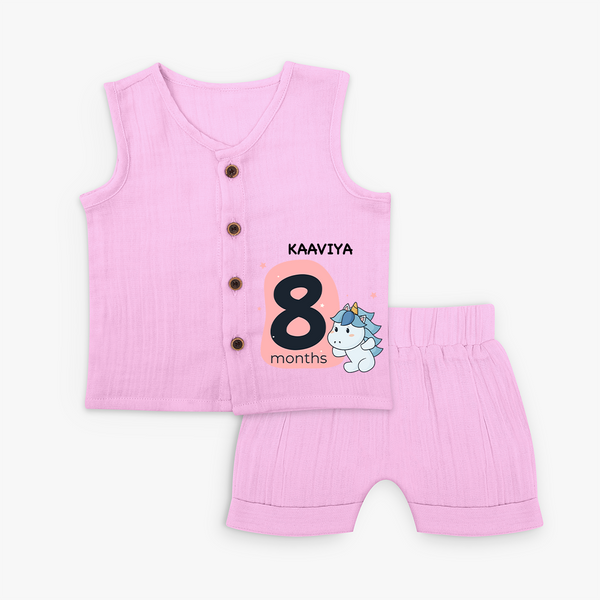 Baby Jabla Set Birthday Outfit - 8th Month | Personalized Jabla Set | Cozy Cotton Fabric - BABY PINK - 0 - 3 Months Old (Chest 9.8")