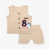 Commemorate your little one's 8th month with a customized Jabla Set - CREAM - 0 - 3 Months Old (Chest 9.8")