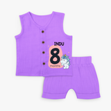 Commemorate your little one's 8th month with a customized Jabla Set - PURPLE - 0 - 3 Months Old (Chest 9.8")
