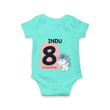 Commemorate your little one's 8th month with a customized romper - ARCTIC BLUE - 0 - 3 Months Old (Chest 16")