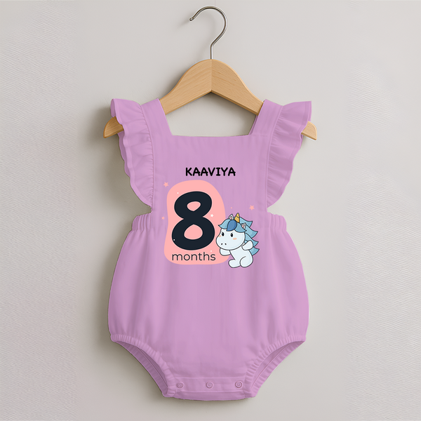 Baby Romper Frock Birthday Outfit - 8th Month | Personalized Romper Frock | Cozy Cotton Fabric - BABY PINK - 0 - 3 Months Old (Chest 19")