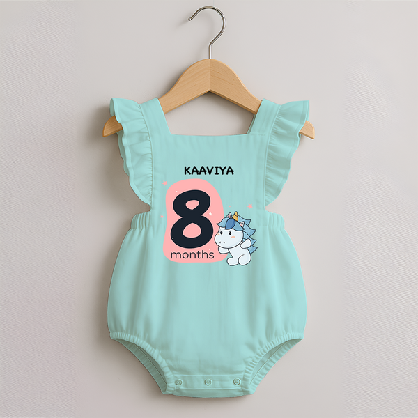Baby Romper Frock Birthday Outfit - 8th Month | Personalized Romper Frock | Cozy Cotton Fabric - MINT GREEN - 0 - 3 Months Old (Chest 19")
