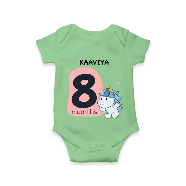 Baby Romper Birthday Outfit - 8th Month | Personalized Bodysuit | Cozy Cotton Fabric - GREEN - New Born (Chest 14")