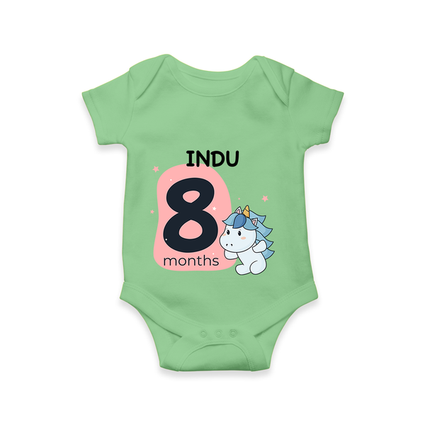 Commemorate your little one's 8th month with a customized romper - GREEN - 0 - 3 Months Old (Chest 16")
