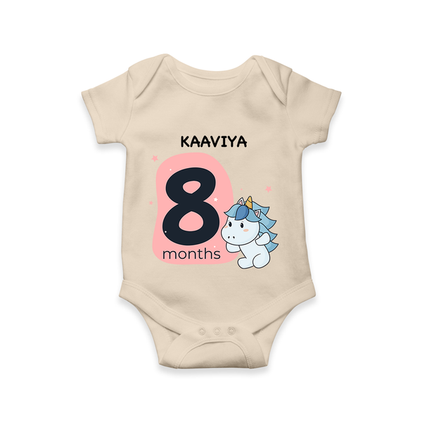 Baby Romper Birthday Outfit - 8th Month | Personalized Bodysuit | Cozy Cotton Fabric - IVORY - New Born (Chest 14")
