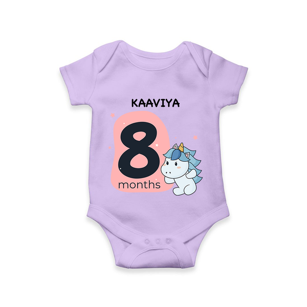 Baby Romper Birthday Outfit - 8th Month | Personalized Bodysuit | Cozy Cotton Fabric - LILAC - New Born (Chest 14")