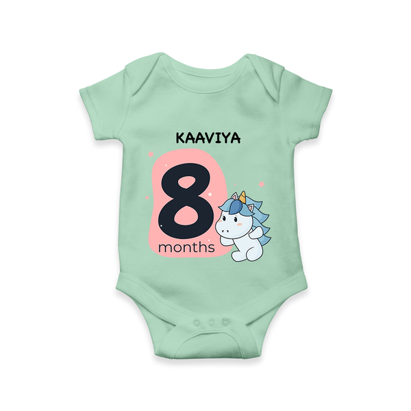 Baby Romper Birthday Outfit - 8th Month | Personalized Bodysuit | Cozy Cotton Fabric - MINT GREEN - New Born (Chest 14")