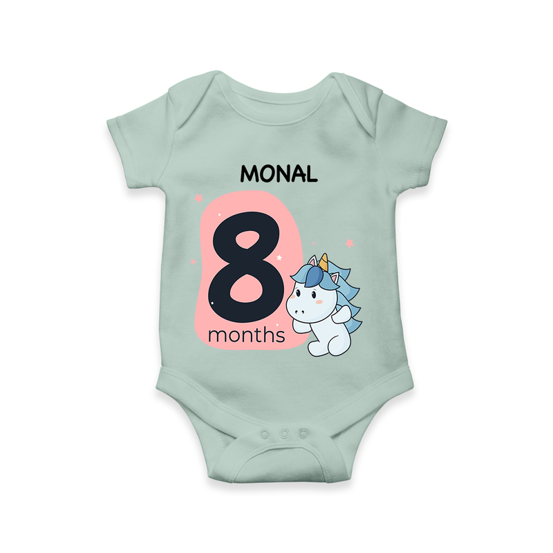 Commemorate your little one's 8th month with a customized romper - MINT GREEN - 0 - 3 Months Old (Chest 16")