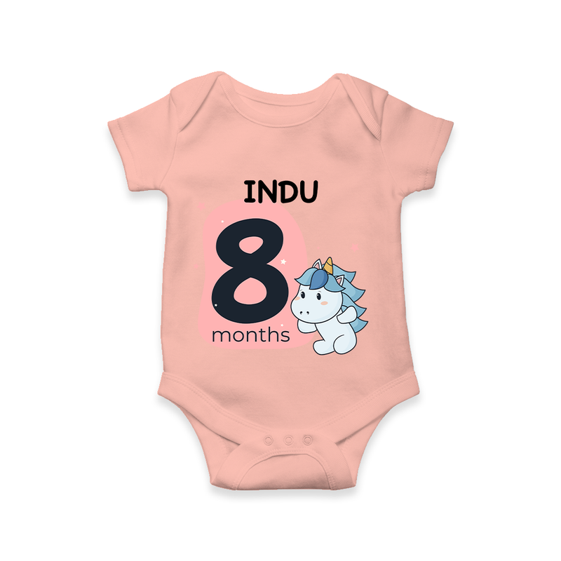 Commemorate your little one's 8th month with a customized romper - PEACH - 0 - 3 Months Old (Chest 16")