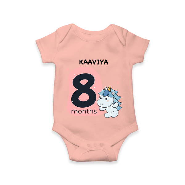 Baby Romper Birthday Outfit - 8th Month | Personalized Bodysuit | Cozy Cotton Fabric - PEACH - New Born (Chest 14")