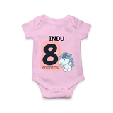 Commemorate your little one's 8th month with a customized romper - PINK - 0 - 3 Months Old (Chest 16")