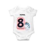 Commemorate your little one's 8th month with a customized romper - WHITE - 0 - 3 Months Old (Chest 16")