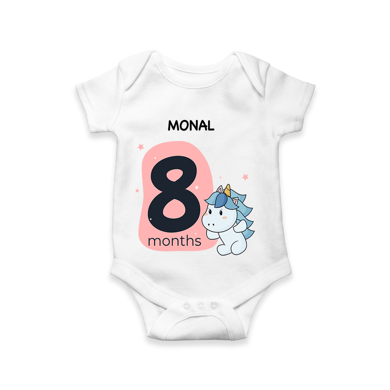 Commemorate your little one's 8th month with a customized romper - WHITE - 0 - 3 Months Old (Chest 16")