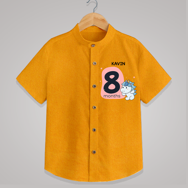 Baby Shirt Birthday Outfit - 8th Month | Personalized Shirt | Cozy Cotton Fabric - CHROME YELLOW - 0 - 6 Months Old (Chest 23")