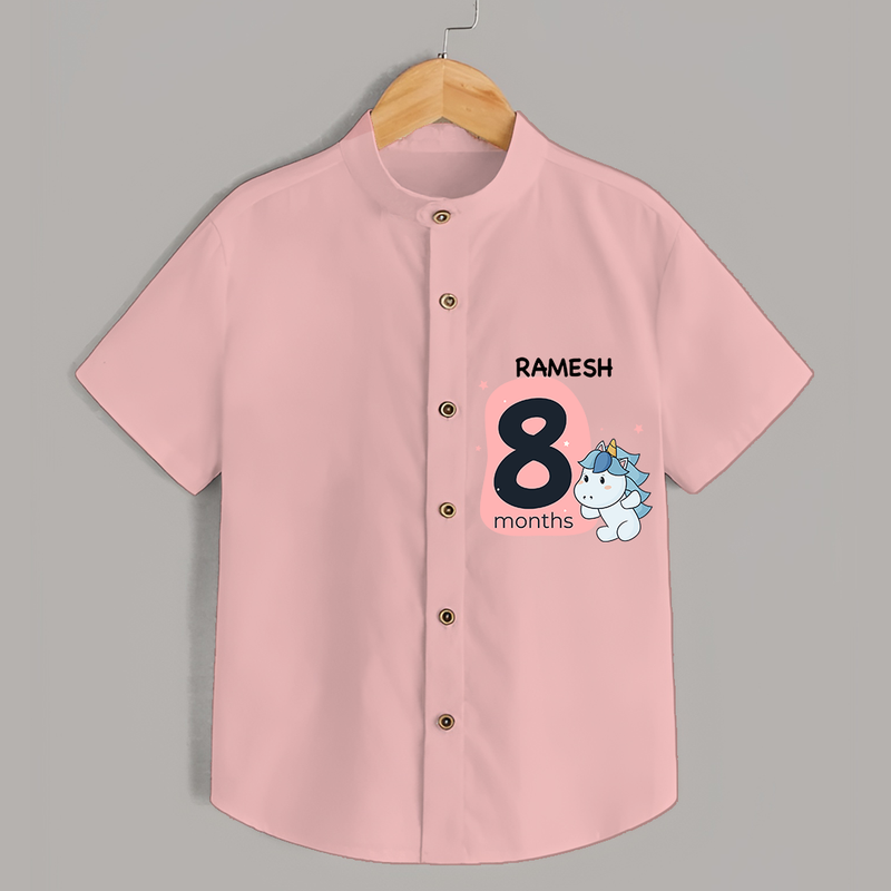 Commemorate your little one's 8th month with a customized Shirt - PEACH - 0 - 6 Months Old (Chest 21")