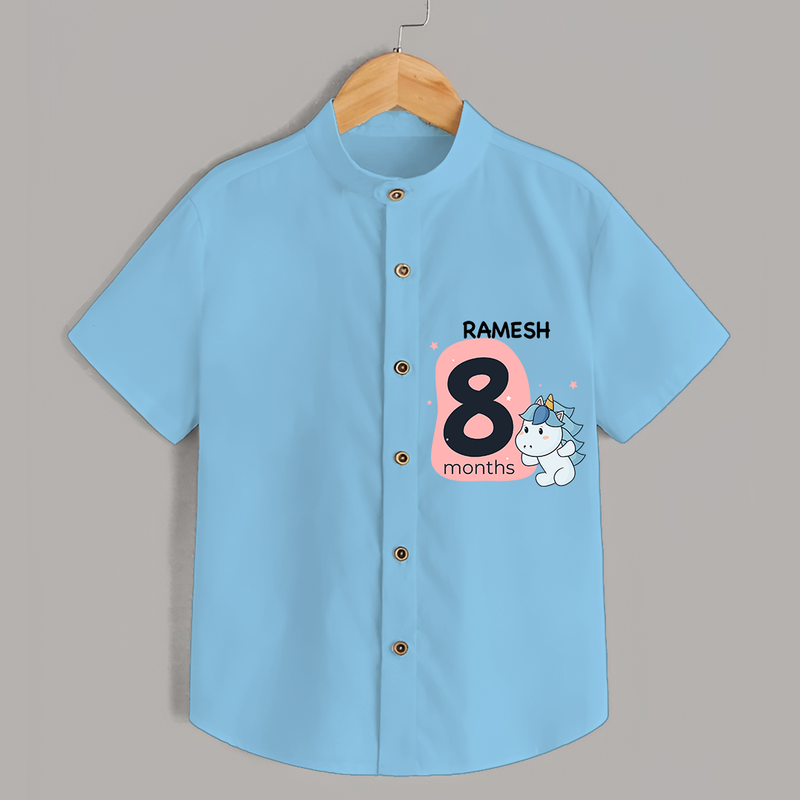 Commemorate your little one's 8th month with a customized Shirt - SKY BLUE - 0 - 6 Months Old (Chest 21")