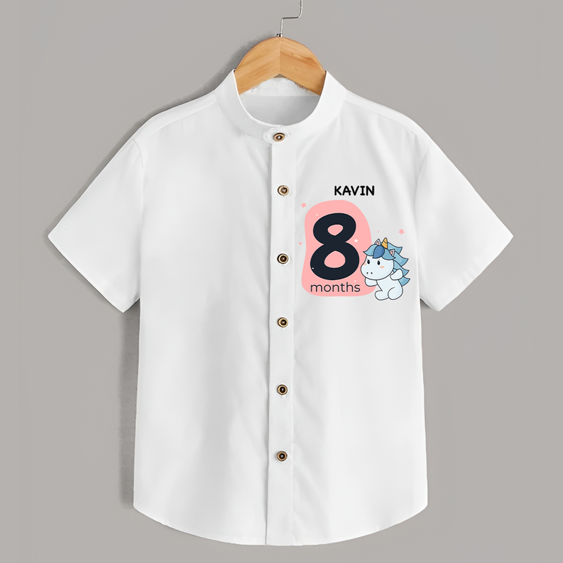 Baby Shirt Birthday Outfit - 8th Month | Personalized Shirt | Cozy Cotton Fabric - WHITE - 0 - 6 Months Old (Chest 23")