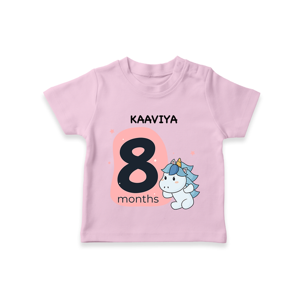 Baby T-Shirt Birthday Outfit - 8th Month | Personalized T-Shirt | Cozy Cotton Fabric - BABY PINK - 0-5 Months Old (Chest 17")