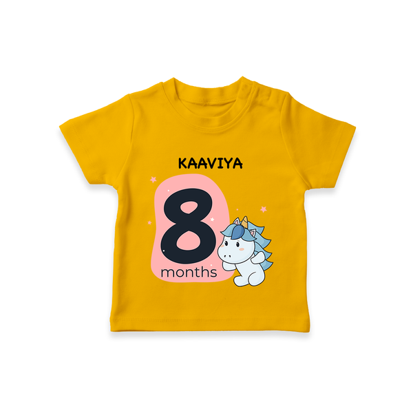 Baby T-Shirt Birthday Outfit - 8th Month | Personalized T-Shirt | Cozy Cotton Fabric - CHROME YELLOW - 0-5 Months Old (Chest 17")