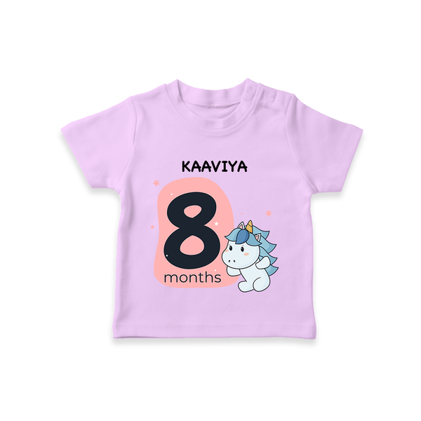 Baby T-Shirt Birthday Outfit - 8th Month | Personalized T-Shirt | Cozy Cotton Fabric - LILAC - 0-5 Months Old (Chest 17")