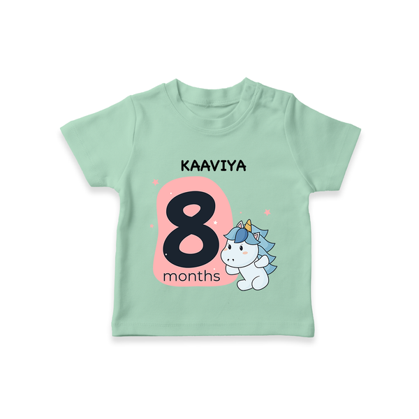 Baby T-Shirt Birthday Outfit - 8th Month | Personalized T-Shirt | Cozy Cotton Fabric - MINT GREEN - 0-5 Months Old (Chest 17")