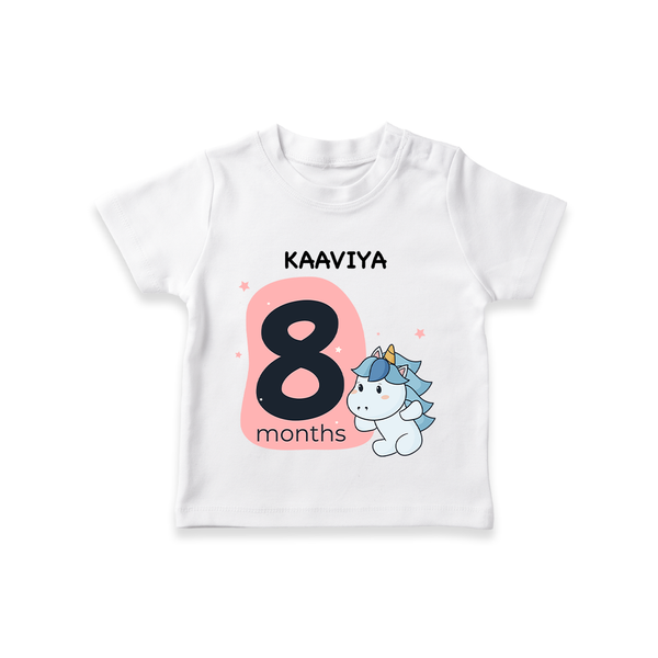Baby T-Shirt Birthday Outfit - 8th Month | Personalized T-Shirt | Cozy Cotton Fabric - WHITE - 0-5 Months Old (Chest 17")
