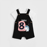 Commemorate your little one's 8th month with a customized Dungaree Set - BLACK - 0 - 5 Months Old (Chest 17")