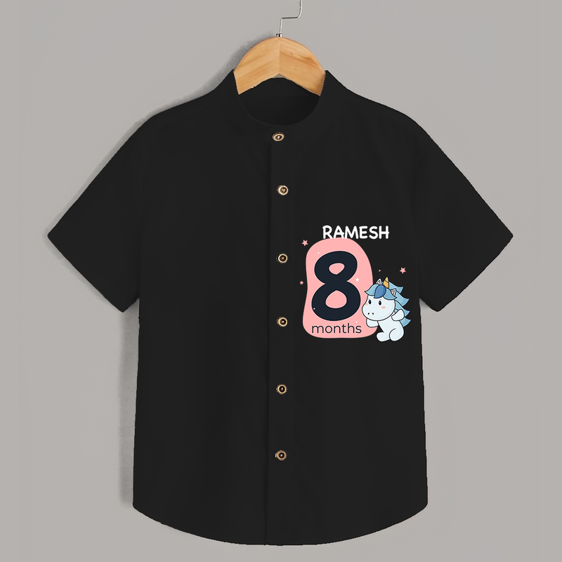 Commemorate your little one's 8th month with a customized Shirt - BLACK - 0 - 6 Months Old (Chest 21")