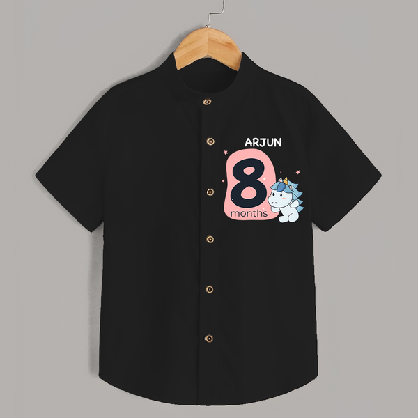Baby Shirt Birthday Outfit - 8th Month | Personalized Shirt | Cozy Cotton Fabric - BLACK - 0 - 6 Months Old (Chest 23")