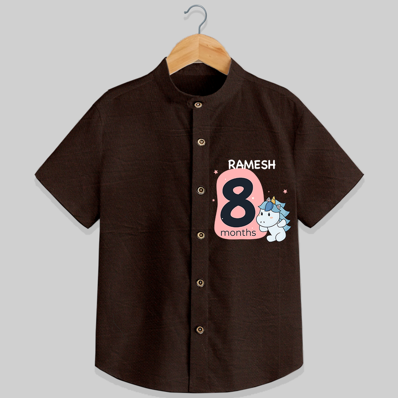 Commemorate your little one's 8th month with a customized Shirt - CHOCOLATE BROWN - 0 - 6 Months Old (Chest 21")