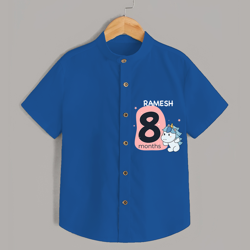 Commemorate your little one's 8th month with a customized Shirt - COBALT BLUE - 0 - 6 Months Old (Chest 21")