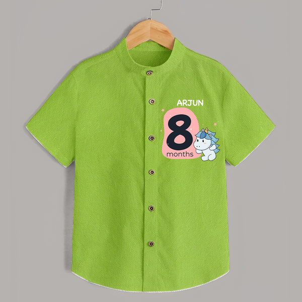 Baby Shirt Birthday Outfit - 8th Month | Personalized Shirt | Cozy Cotton Fabric - LIME GREEN - 0 - 6 Months Old (Chest 23")