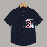 Commemorate your little one's 8th month with a customized Shirt - NAVY BLUE - 0 - 6 Months Old (Chest 21")